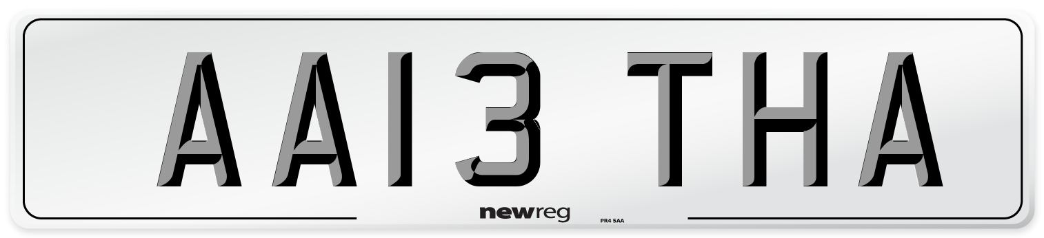 AA13 THA Number Plate from New Reg